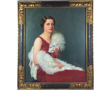 Attilio Guffanti (Italian, b. 1875):
Portrait of a lady in a white , oil on canvas, signed upper right & dated 21-12-33, H 72