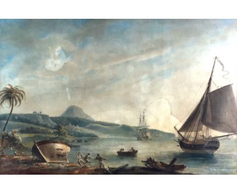 Nicholas Pocock, O.W.S. (British, 1740-1821):
Prince Rupert's Bay, Dominica, circa 1770, watercolour, H 39.5 x W 59 cm.  Prov