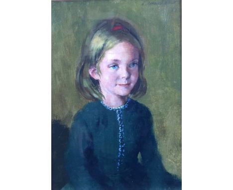 William Dring (1904-1990): 
Portrait of a girl oil on canvas board, signed upper right, H 35.5 x 25.5 cm