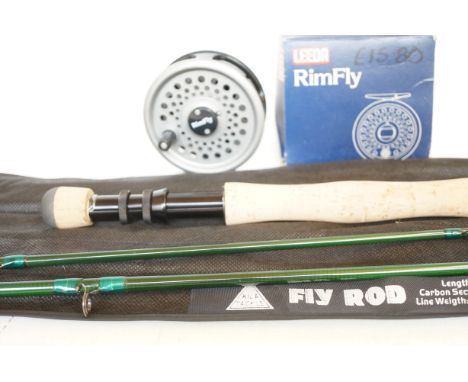 Leeda fly reel together with a fly rod (three piece), rod and reel as new