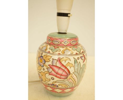 Charlotte RHead lamp, working, TL76 pattern, wind tossed tulips, whilst working at the H.J. Woods Factory