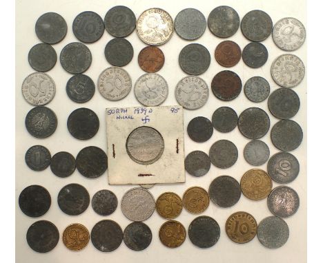 Germany; coins of the Third Reich, mixed denominations (52). P&amp;P Group 1 (£14+VAT for the first lot and £1+VAT for subseq