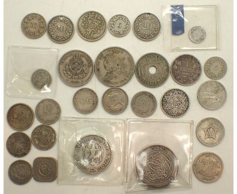 19th and 20th century silver denominations of world countries including Switzerland, Brazil, Italy, South Africa and others (