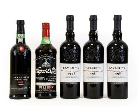Niepoort's Ruby Port (one bottle), Taylor's 1988 Late Bottled Vintage Port (one bottle), Taylor's 1998 Late Bottled Vintage P