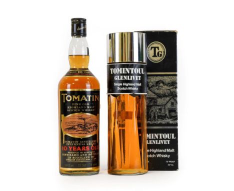 Tomatin 10 Years Old Highland Malt Scotch Whisky, 1970s bottling, 70° proof, 26 2/3 fl.oz. (one bottle), Tomintoul Glenlivet 