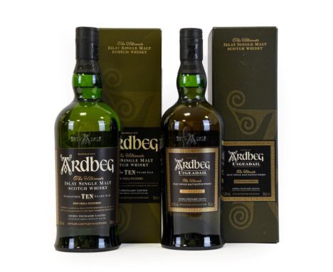 Ardbeg Uigeadail Islay Single Malt Scotch Whisky, 54.2%, 70cl, in original cardboard sleeve (one bottle), Ardbeg Ten Year Old