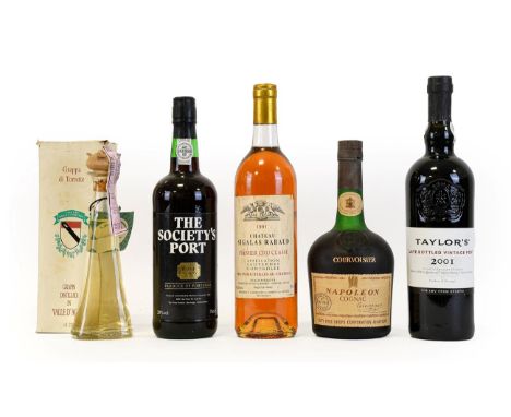 Château Sigalas Rabaud 1991 (one bottle), Courvoisier Napoleon Cognac (one bottle), Taylor's Late Bottled Vintage 2001 Port (