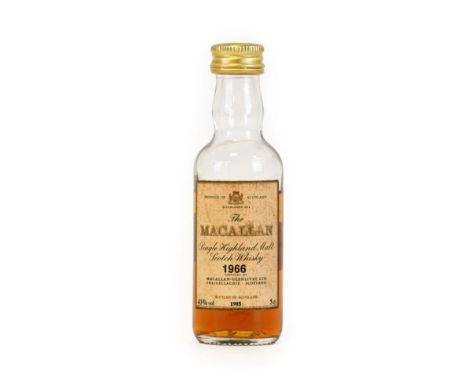 Macallan 1966 Single Highland Malt Scotch Whisky Miniature, distilled 1966, bottled 1985, 43% vol 5cl (one bottle)