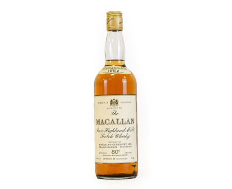 Macallan 1962 Pure Highland Malt Scotch Whisky, 262/3 fl. ozs. / 75cl, 80° proof (one bottle)