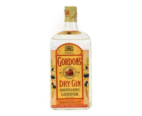 Gordon's Dry Gin, early 1950s spring cap bottling, bearing yellow label, now reserved for higher strength export bottlings (o