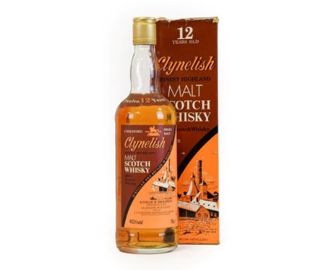 Clynelish 12 Years Old Finest Highland Malt Scotch Whisky, 1980s bottling, 40% vol 75cl, in original cardboard sleeve (one bo