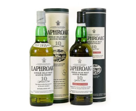 Laphroalg 10 Year Old Single Islay Malt Scotch Whisky, original cask strength, 55.7% vol 70cl, in original cardboard tube (on