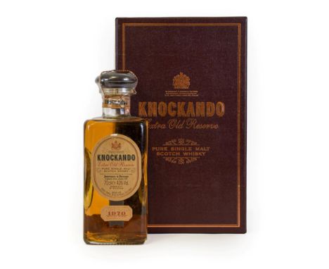 Knockando 1970 Extra Old Reserve Pure Single Malt Scotch Whisky, 25 years old, distilled in 1970, bottled in 1995. 43% vol 70