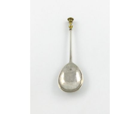 A Charles I West Country silver Seal-top spoon, by John Greene, Salisbury circa 1630, the faceted stem with a gilded seal-top