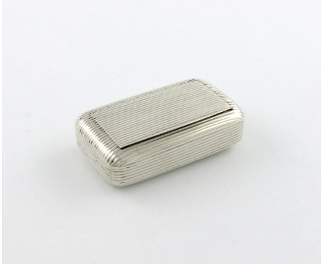 A George III silver snuff box, by Joseph Willmore, Birmingham 1808, rectangular form, reeded decoration, flush hinged cover, 