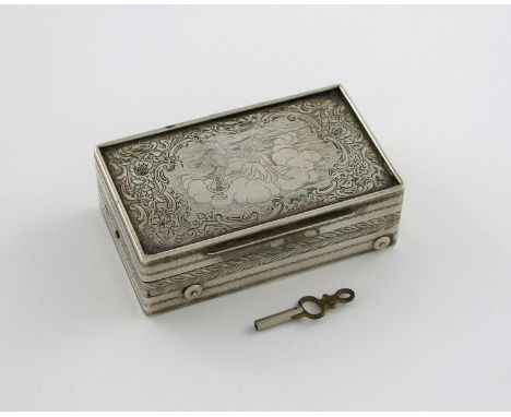 A George IV silver musical snuff box, by Joseph Willmore, Birmingham 1820, rectangular form, the cover engraved with a classi