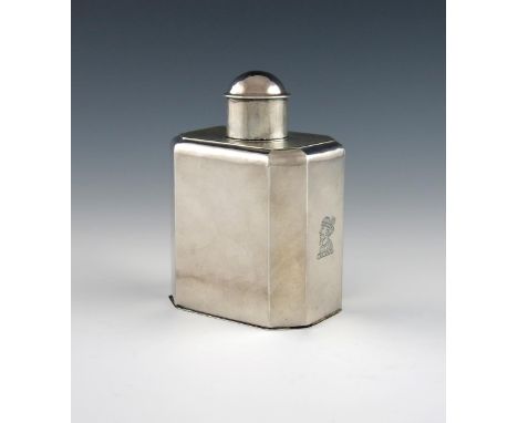 An early 18th century West Country silver tea caddy, maker's mark RW struck three times, possibly for Roland West, Salisbury 