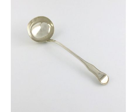 A George IV silver King's Shape Double Threaded pattern soup ladle, by William Chawner, London 1825, oval bowl, the terminal 