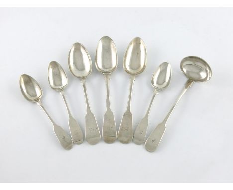 An early 19th century Scottish provincial silver Fiddle pattern toddy ladle, by John Robertson, Aberdeen circa 1830, oval bow