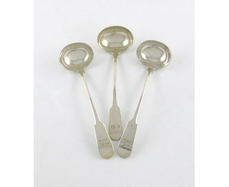 A pair of early 19th century Scottish provincial silver toddy ladles, by William Jamieson, Aberdeen circa 1830, the terminals