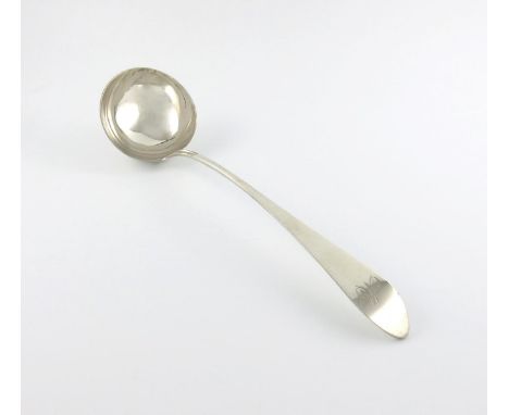 A George III Scottish provincial silver Celtic Point soup ladle, maker's mark of HC, unascribed, Greenock circa 1810, circula