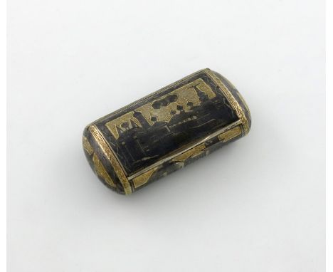 A 19th century silver-gilt and niello work snuff box, assay master possibly Andrey Kovalskiy, Moscow circa 1860, rounded rect