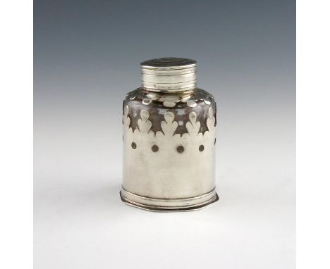 West Indian Interest, a rare and interesting 18th century mounted glass inkwell and cover, unmarked, circa 1770, of cylindric