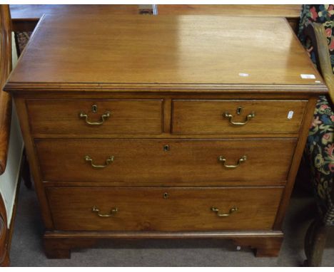 19th century mahogany chest, two short and two full width drawers on bracket feet, 87cm wide