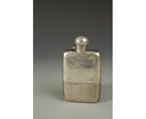 A LATE VICTORIAN HIP FLASK of rectangular form, with bayonet fitted cover, detachable cup, by William Hutton and Sons Ltd. Lo