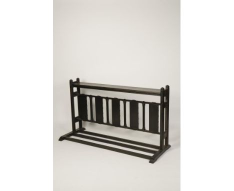 SIDNEY BARNSLEY: A STAINED OAK KNEELING RAIL, with a rectangular top supported on four hexagonal uprights with through tennon
