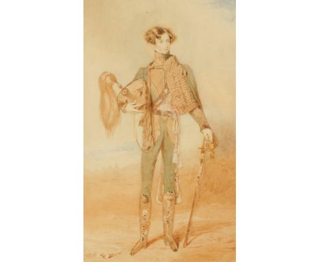 A. E. CHALON "Portrait of Robert Walpole Esq, Rifle Brigade" signed and dated 1826 lower right, old label inscribed verso, "T