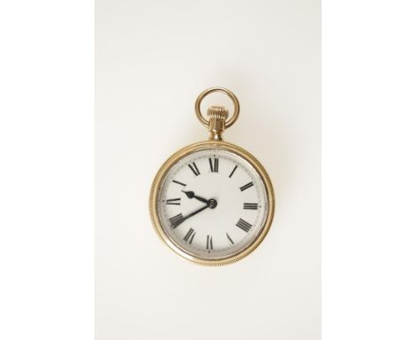 A GENTLEMAN'S UNMARKED YELLOW METAL POCKET WATCH, the white enamel dial with Roman numerals, the movement cover inscribed "Pa