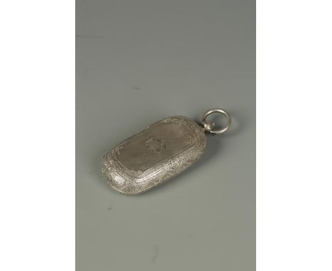 AN EDWARDIAN DOUBLE SOVEREIGN CASE of rectangular form with engine-turned decoration, suspension ring, by JW, probably Birmin