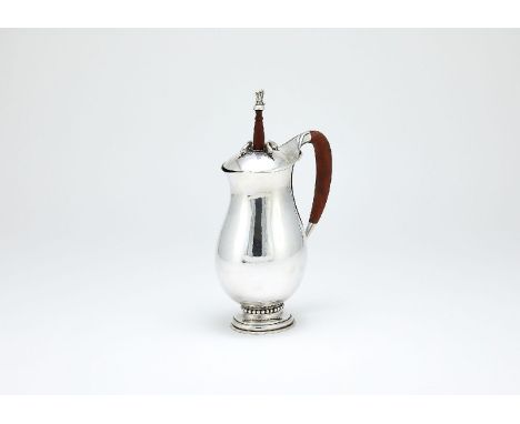 ϒGeorg Jensen, a Danish silver baluster chocolate pot or pitcher, post 1945 stamped marks, design no. 460B, designed by Georg