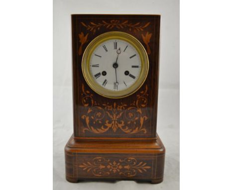 A mid 19th century French rosewood mantle clock, two train movement striking on bell, back plate inscribed Lageusse & Co, Par