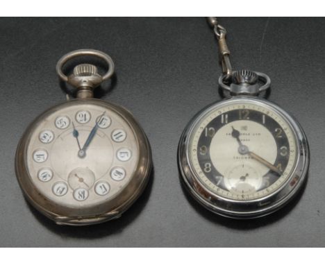 Watches - An unusual continental silver pocket watch, stamped 800, inner dust cover engraved '24 heures Automatiques Ancre Li