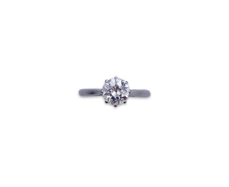 A diamond solitaire engagement ring, early 20th century, claw-set with a circular-cut diamond weighing approximately 0.85 car