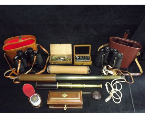 Optical and Collectors Items. 2 x sets of Cased Binoculars by Carl Zeiss &amp; Zenith, Enbeeko 'Ranger 55' Leather bound Tele