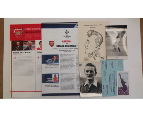 FOOTBALL, Arsenal selection, inc. Jack Kelsey, Schoolboys Exhibition card (1937), trade card; ticket, player portrait photos,