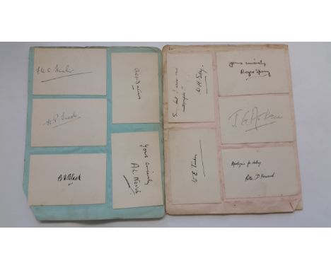RUGBY UNION, signed small cards by 1930 England Rugby XV, twenty signatures, inc. Brooke, Tucker, Wilkinson, Soby etc., laid 
