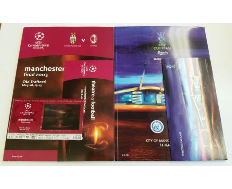 FOOTBALL, programmes, inc. Milan v Juventus, 2003 Champions League final, played at Manchester Old Trafford on 28/5/2003, wit