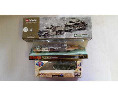TOYS, modern selection, inc. Corgi, Dinky, Solido, Royal Mail, Starlux, Siku; jeeps, army fighting vehicles, boats, cars, mil