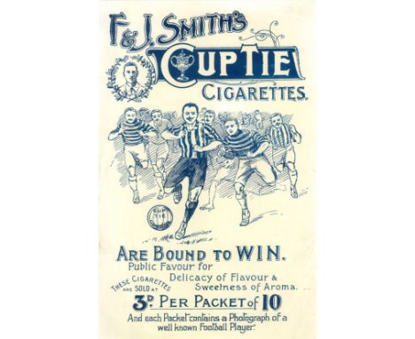 FOOTBALL, advert flyer for Smiths Cup-Tie cigarette, showing action scene, 144 x 225mm, slight creasing to left edge, G