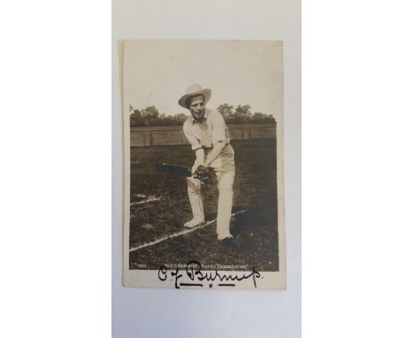 CRICKET, signed RP postcard by CT Burnup (Kent), full-length in batting pose, VG