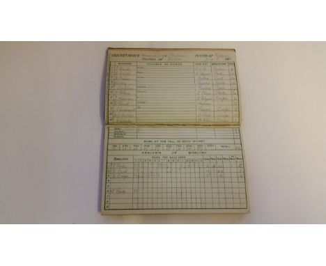 CRICKET, 1910 Gunn &amp; Moore scorebook, following William Whysall during his playing days with Mansfield Colliery, to his N