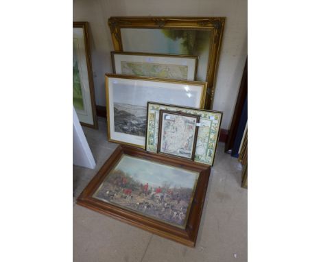 A Crimean war print, German map, landscape oil and prints, etc.