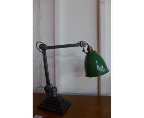 An industrial anglepoise lamp