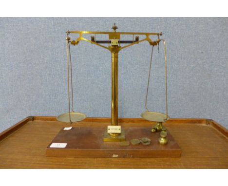 A set of brass and mahogany scales