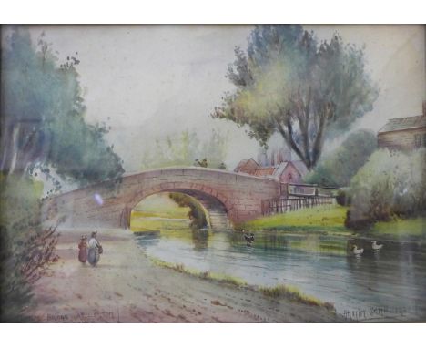 Austin Smith, Canal Bridge at Lenton, watercolour, dated 1920, 24 x 35cms, framed