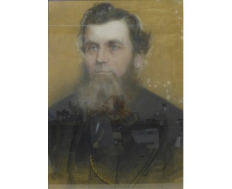 English School, portrait of a gentleman, pastel, indistinctly signed, dated 1874, 55 x 39cms, framed